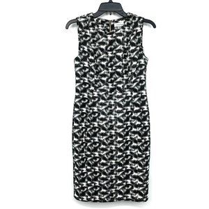 Calvin Klein Dress Black White Printed Sheath Sleeveless Stretch